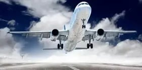 American Airlines or Delta Plane Taking Off